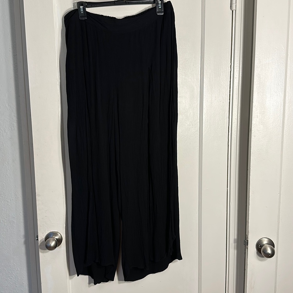 Plus size ox-  or X-Large legs split up front with shorts underneath. Rayon